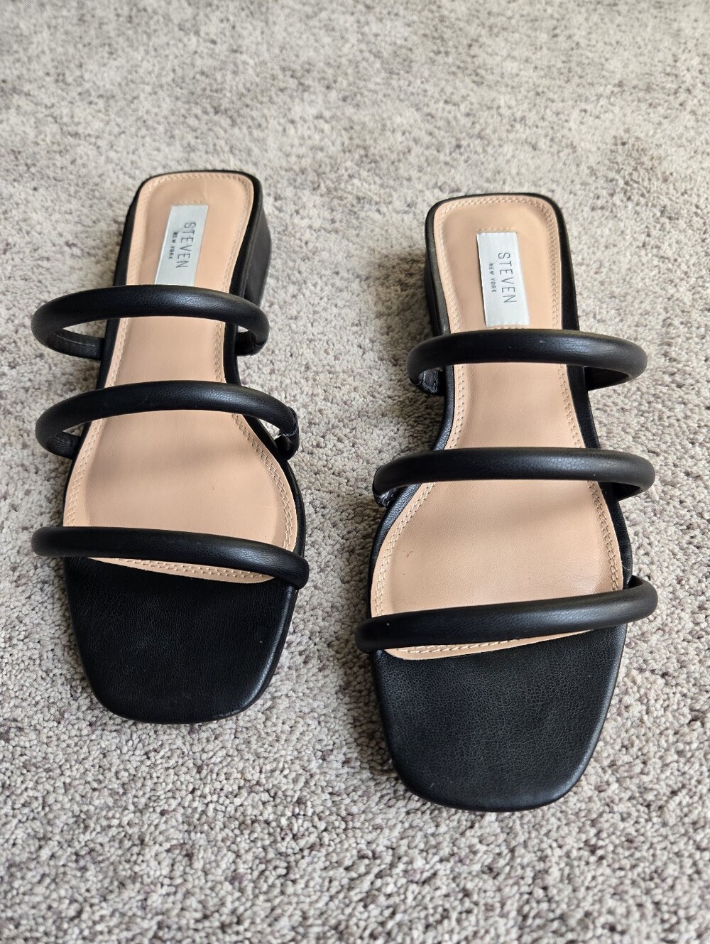 Steven Women's Black Triple-Ring Slide Sandals Size 7
